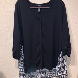 STYLE & CO. 3/4 sleeve tee with houndstooth back